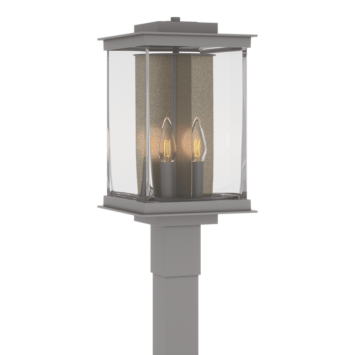 Hubbardton Forge Kingston Outdoor Post Light Pier & Post Mount Lights Hubbardton Forge Coastal Burnished Steel Clear Glass (ZM) Translucent Soft Gold