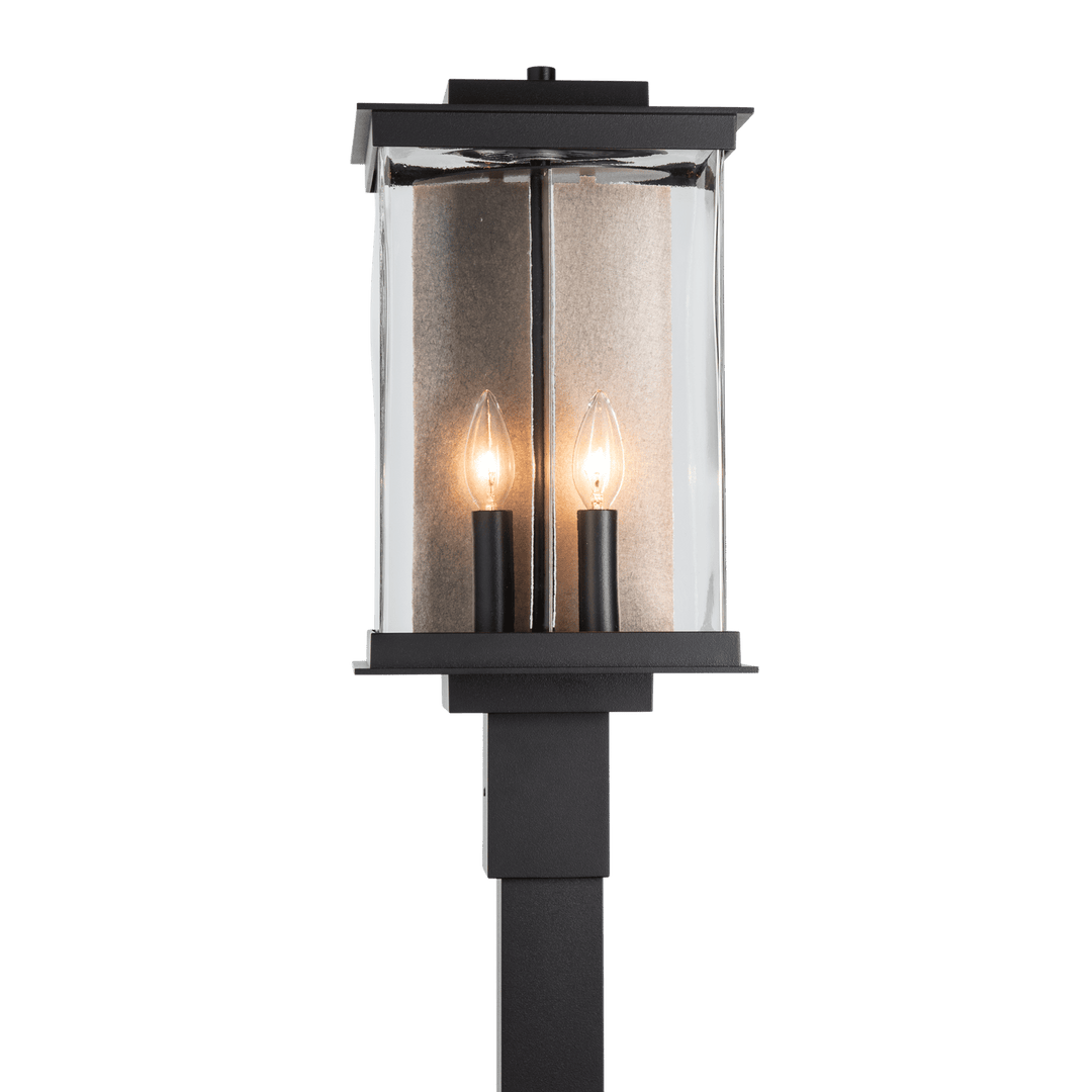 Hubbardton Forge Kingston Outdoor Post Light Pier & Post Mount Lights Hubbardton Forge Coastal Black Clear Glass (ZM) Translucent Soft Gold