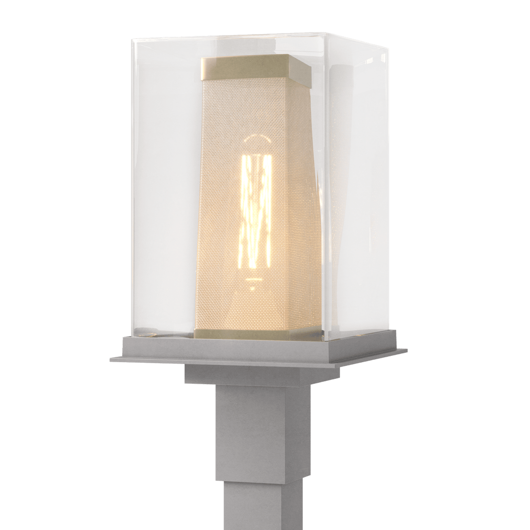 Hubbardton Forge Polaris Outdoor Post Light Pier & Post Mount Lights Hubbardton Forge Coastal Burnished Steel Clear Glass (ZM) Coastal Gold