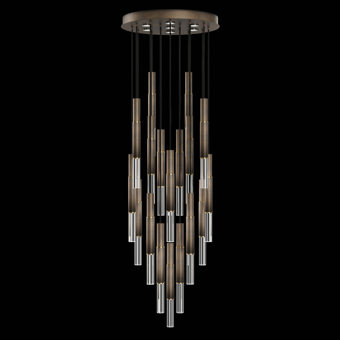 Fine Art Handcrafted Lighting Antonia 31"W Round Pendant in Standard Bronze, Brass, No Parchment/Same as Finish (100018-210)