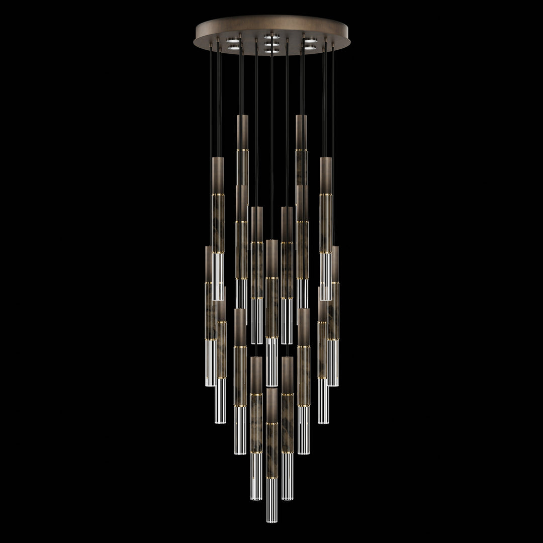 Fine Art Handcrafted Lighting Antonia 31"W Round Pendant in Standard Bronze, Brass, Charcoal (100018-211)