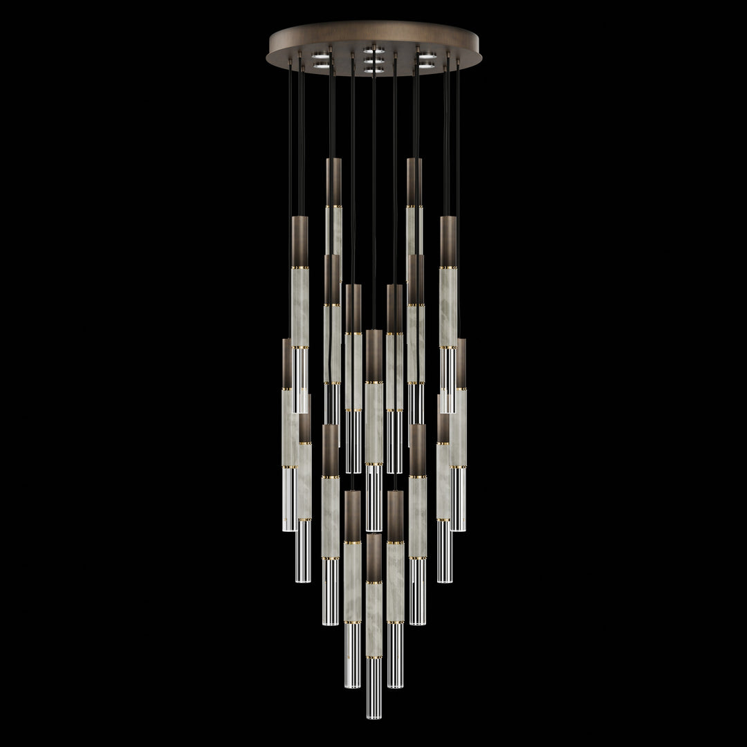 Fine Art Handcrafted Lighting Antonia 31"W Round Pendant in Standard Bronze, Brass, Smoke (100018-212)