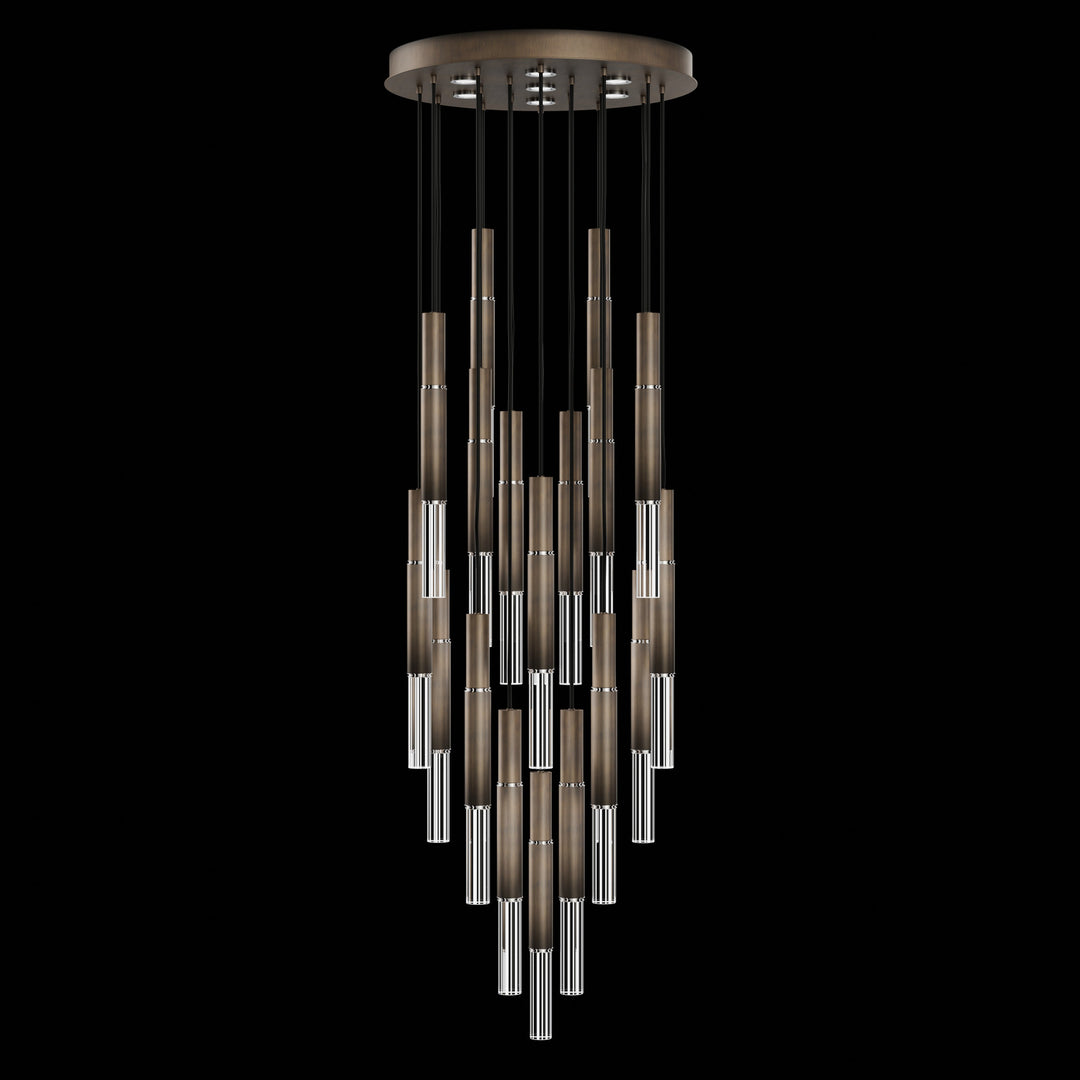 Fine Art Handcrafted Lighting Antonia 31"W Round Pendant in Standard Bronze, Nickel, No Parchment/Same as Finish (100018-220)