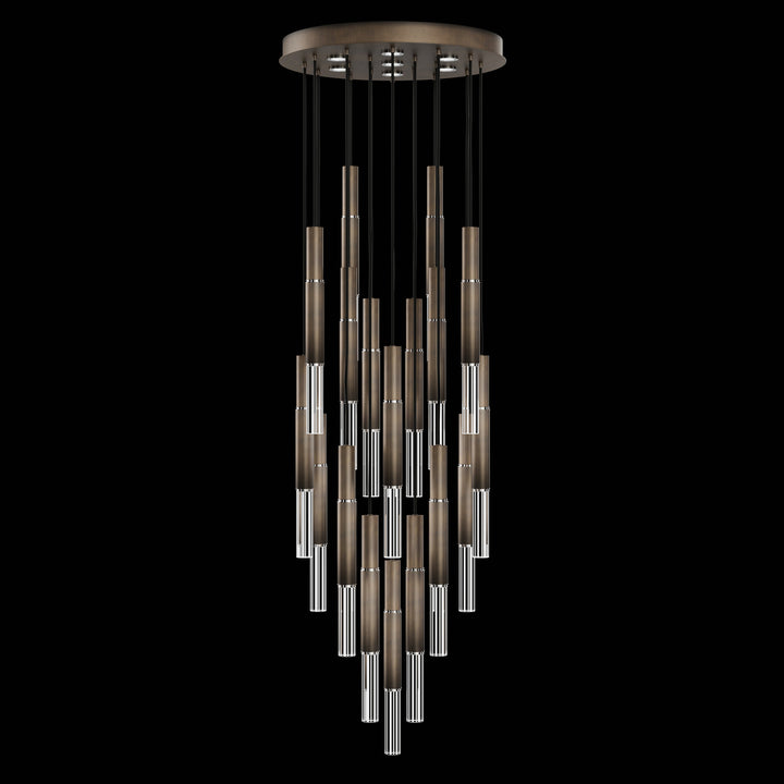 Fine Art Handcrafted Lighting Antonia 31"W Round Pendant in Standard Bronze, Nickel, No Parchment/Same as Finish (100018-220)