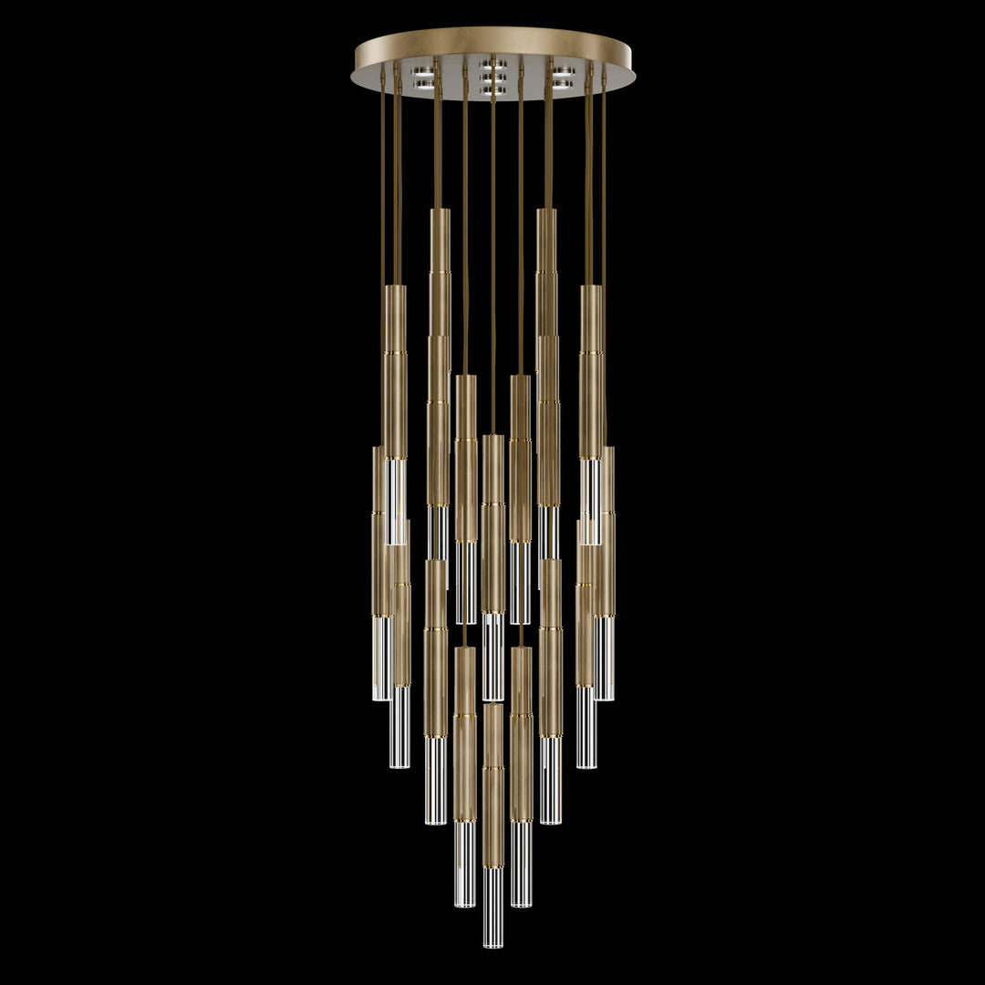 Fine Art Handcrafted Lighting Antonia 31"W Round Pendant in Standard Gold Leaf, Brass, No Parchment/Same as Finish (100018-310)