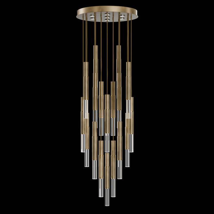 Fine Art Handcrafted Lighting Antonia 31"W Round Pendant in Standard Gold Leaf, Brass, No Parchment/Same as Finish (100018-310)