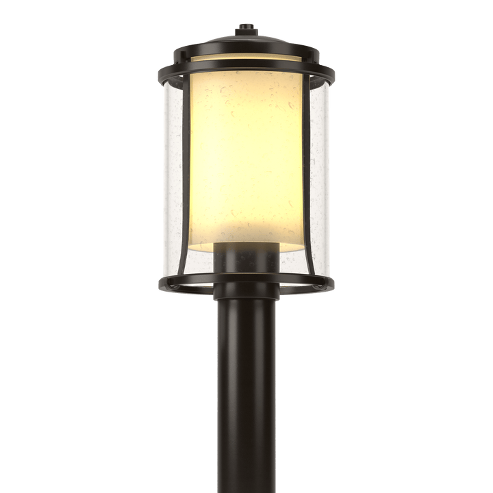 Hubbardton Forge Meridian Outdoor Post Light Pier & Post Mount Lights Hubbardton Forge Coastal Oil Rubbed Bronze Seeded Glass with Opal Diffuser (ZS)