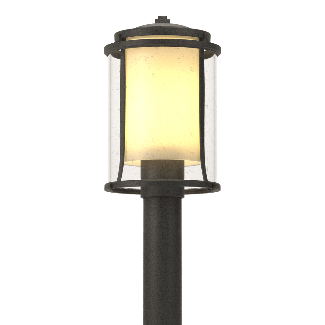 Hubbardton Forge Meridian Outdoor Post Light Pier & Post Mount Lights Hubbardton Forge Coastal Natural Iron Seeded Glass with Opal Diffuser (ZS)