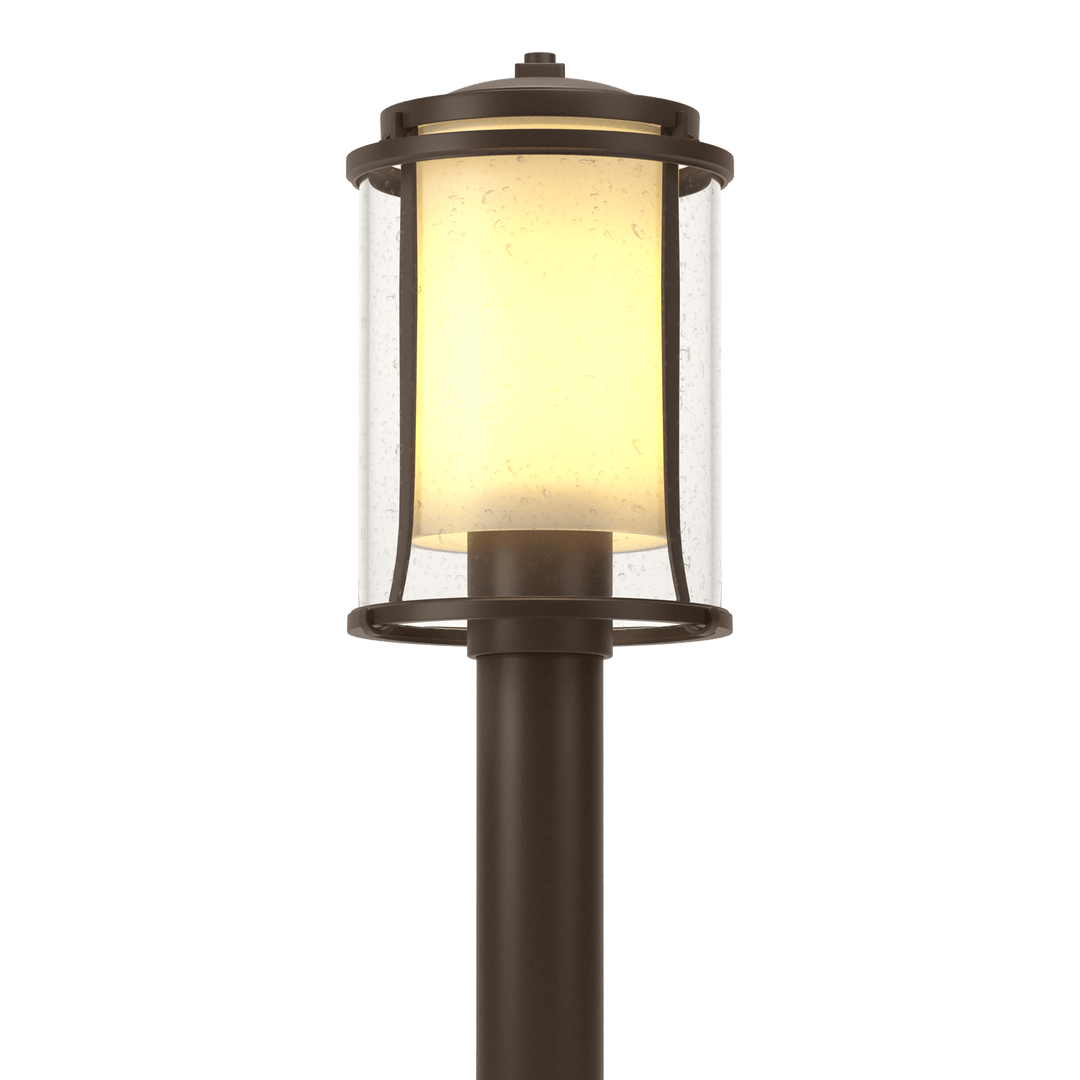 Hubbardton Forge Meridian Outdoor Post Light Pier & Post Mount Lights Hubbardton Forge Coastal Bronze Seeded Glass with Opal Diffuser (ZS)