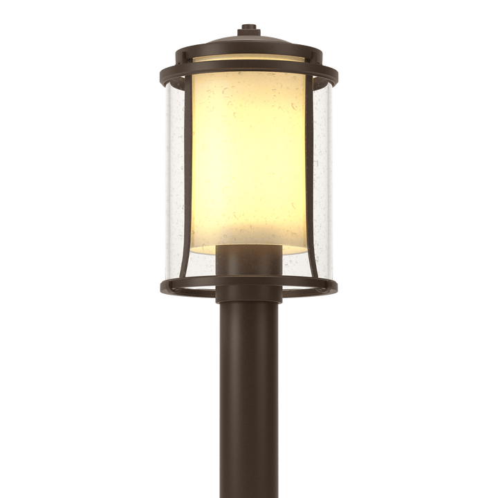 Hubbardton Forge Meridian Outdoor Post Light Pier & Post Mount Lights Hubbardton Forge Coastal Bronze Seeded Glass with Opal Diffuser (ZS)