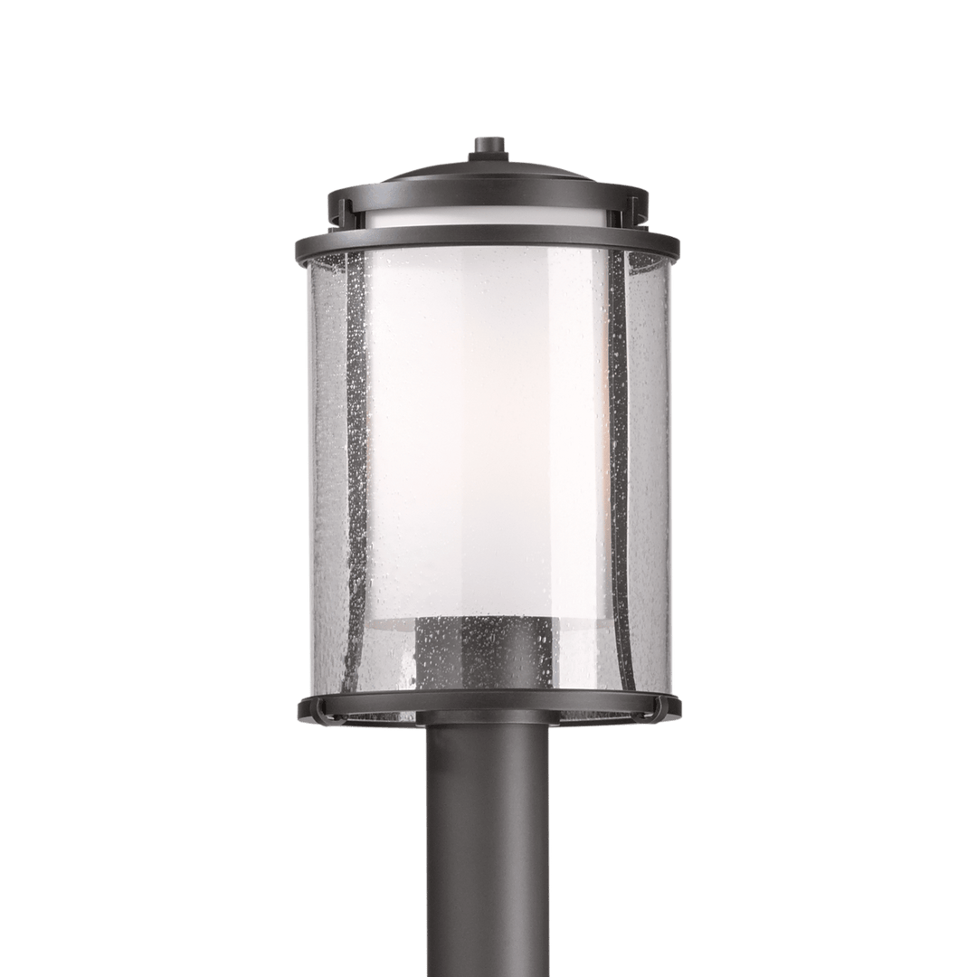 Hubbardton Forge Meridian Outdoor Post Light Pier & Post Mount Lights Hubbardton Forge Coastal Dark Smoke Seeded Glass with Opal Diffuser (ZS)