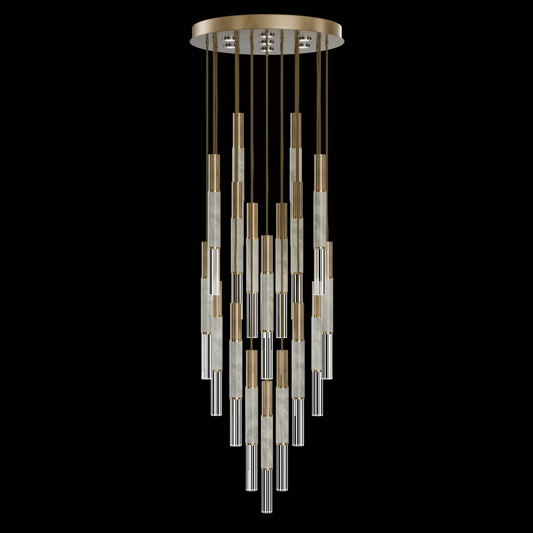 Fine Art Handcrafted Lighting Antonia 31"W Round Pendant in Standard Gold Leaf, Brass, Smoke (100018-312)
