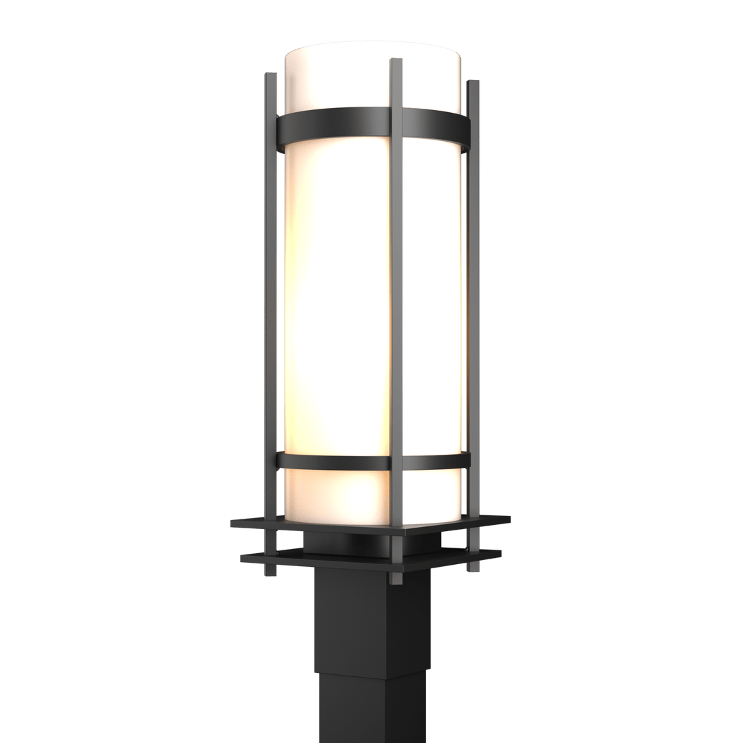 Hubbardton Forge Banded Outdoor Post Light Pier & Post Mount Lights Hubbardton Forge Coastal Black Opal Glass (GG)