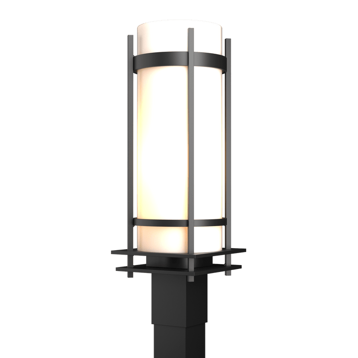 Hubbardton Forge Banded Outdoor Post Light Pier & Post Mount Lights Hubbardton Forge Coastal Black Opal Glass (GG)