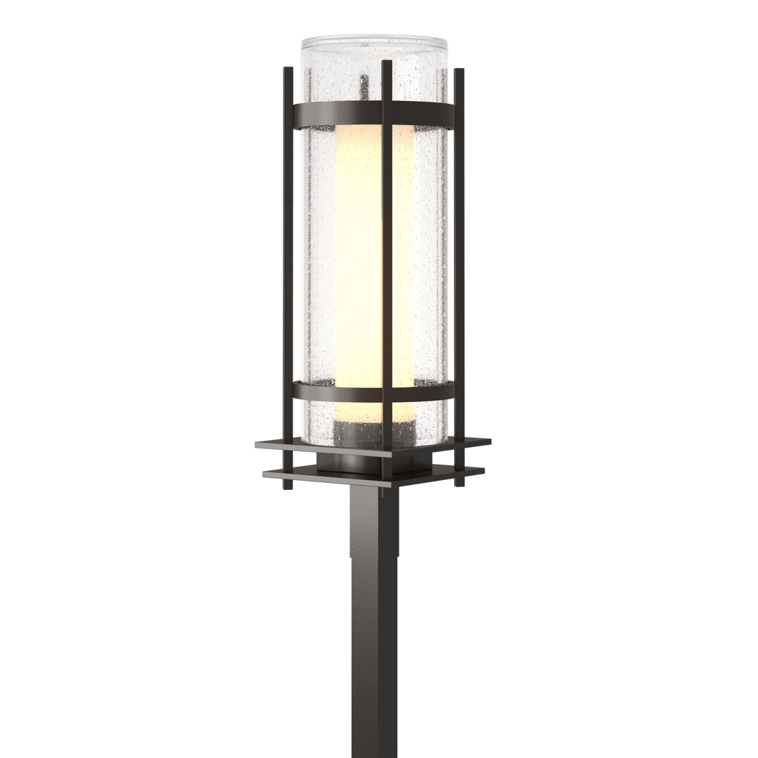 Hubbardton Forge Torch Outdoor Post Light Pier & Post Mount Lights Hubbardton Forge Coastal Oil Rubbed Bronze Seeded Glass with Opal Diffuser (ZS)