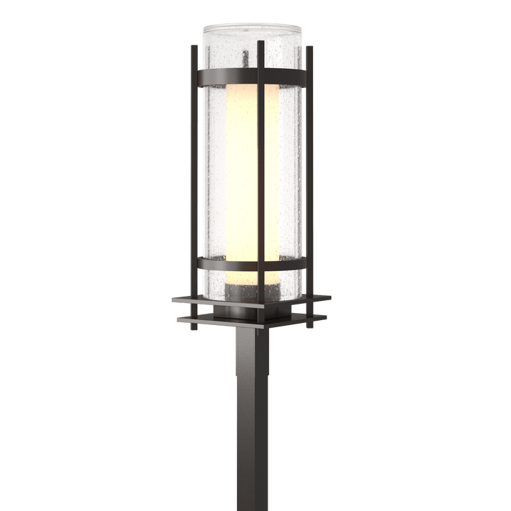 Hubbardton Forge Torch Outdoor Post Light Pier & Post Mount Lights Hubbardton Forge Coastal Oil Rubbed Bronze Seeded Glass with Opal Diffuser (ZS)