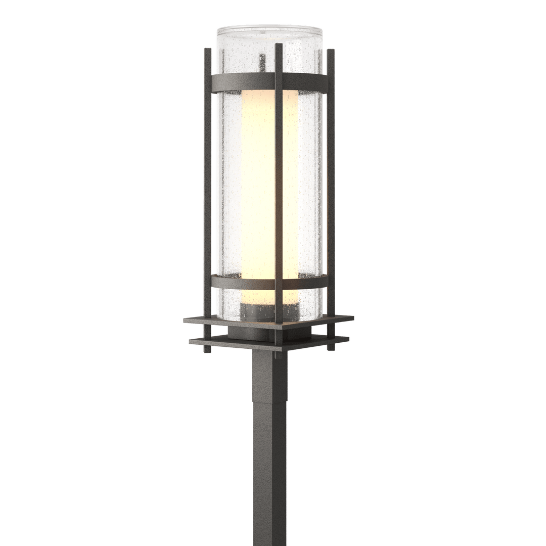 Hubbardton Forge Torch Outdoor Post Light Pier & Post Mount Lights Hubbardton Forge Coastal Natural Iron Seeded Glass with Opal Diffuser (ZS)