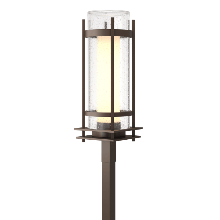 Hubbardton Forge Torch Outdoor Post Light Pier & Post Mount Lights Hubbardton Forge Coastal Bronze Seeded Glass with Opal Diffuser (ZS)