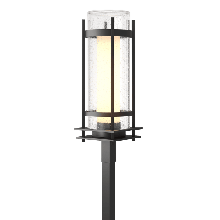 Hubbardton Forge Torch Outdoor Post Light Pier & Post Mount Lights Hubbardton Forge Coastal Black Seeded Glass with Opal Diffuser (ZS)