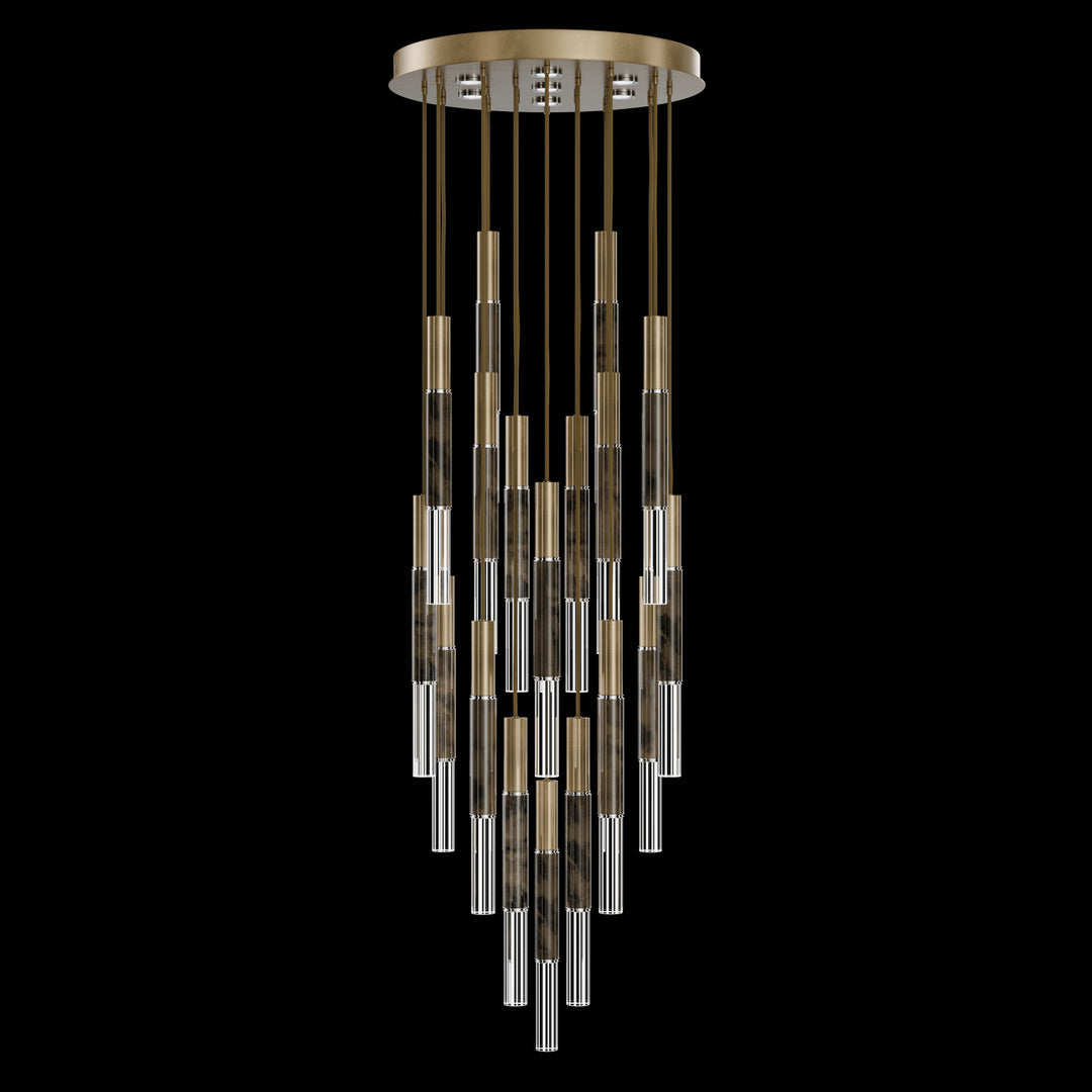 Fine Art Handcrafted Lighting Antonia 31"W Round Pendant in Standard Gold Leaf, Nickel, Charcoal (100018-321)