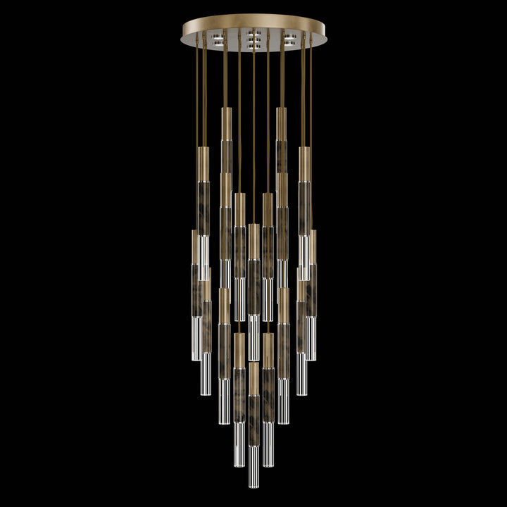 Fine Art Handcrafted Lighting Antonia 31"W Round Pendant in Standard Gold Leaf, Nickel, Charcoal (100018-321)