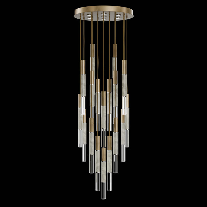 Fine Art Handcrafted Lighting Antonia 31"W Round Pendant in Standard Gold Leaf, Nickel, Smoke (100018-322)