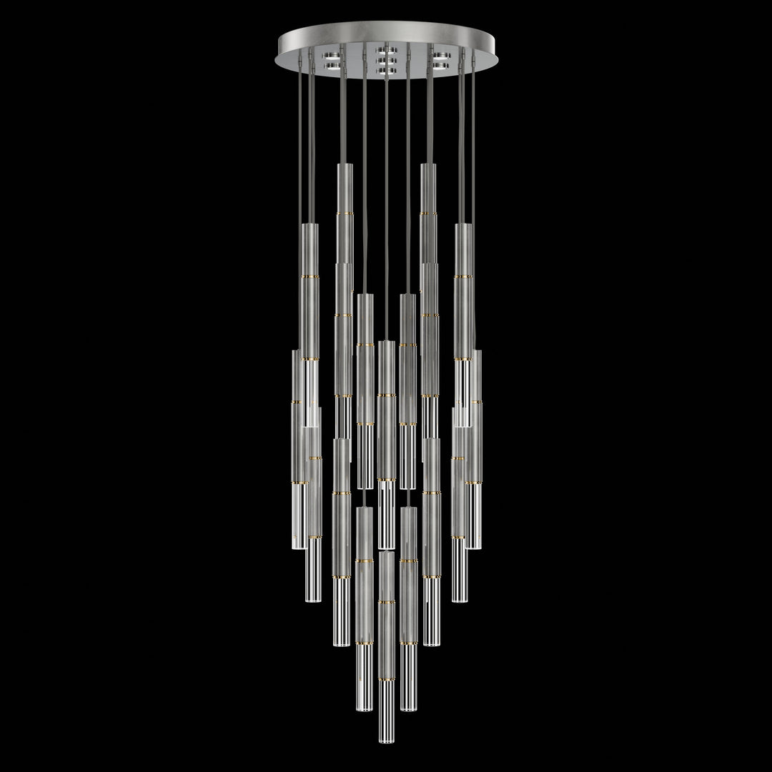 Fine Art Handcrafted Lighting Antonia 31"W Round Pendant in Standard Silver Leaf, Brass, No Parchment/Same as Finish (100018-410)