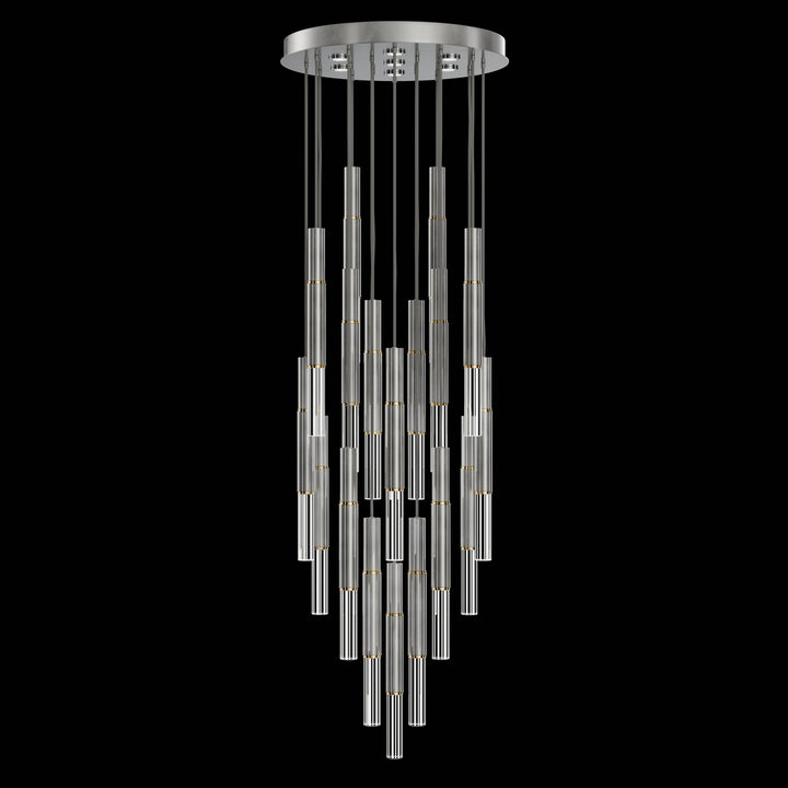 Fine Art Handcrafted Lighting Antonia 31"W Round Pendant in Standard Silver Leaf, Brass, No Parchment/Same as Finish (100018-410)