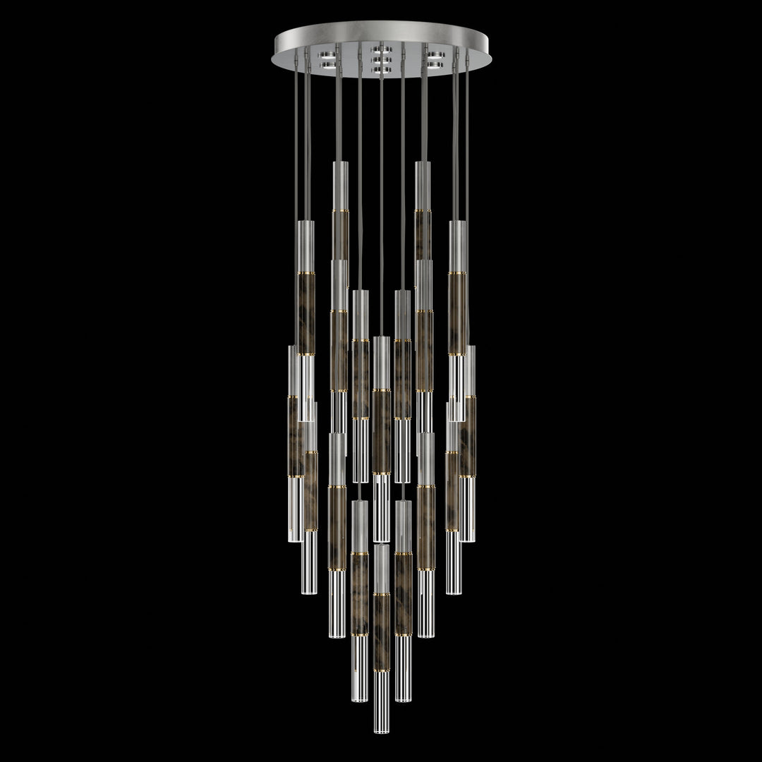 Fine Art Handcrafted Lighting Antonia 31"W Round Pendant in Standard Silver Leaf, Brass, Charcoal (100018-411)