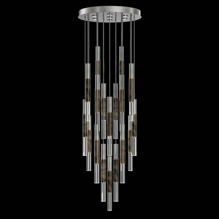 Fine Art Handcrafted Lighting Antonia 31"W Round Pendant in Standard Silver Leaf, Brass, Charcoal (100018-411)
