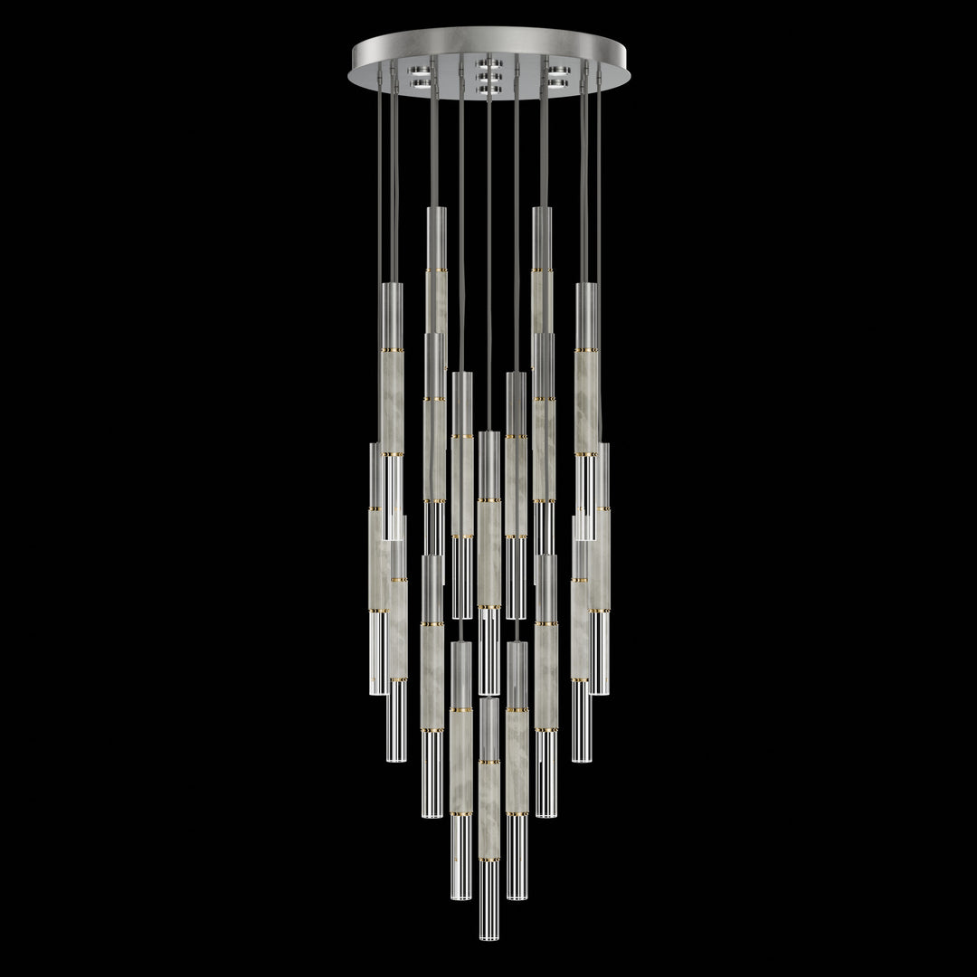 Fine Art Handcrafted Lighting Antonia 31"W Round Pendant in Standard Silver Leaf, Brass, Smoke (100018-412)
