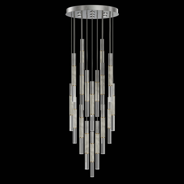 Fine Art Handcrafted Lighting Antonia 31"W Round Pendant in Standard Silver Leaf, Brass, Smoke (100018-412)