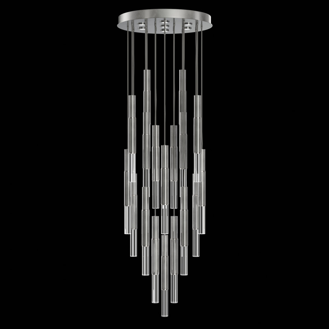 Fine Art Handcrafted Lighting Antonia 31"W Round Pendant in Standard Silver Leaf, Nickel, No Parchment/Same as Finish (100018-420)
