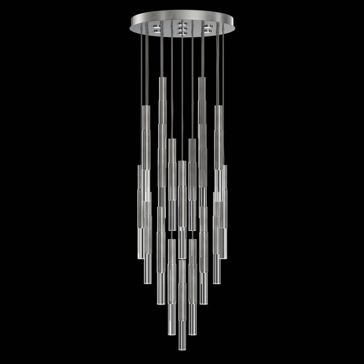Fine Art Handcrafted Lighting Antonia 31"W Round Pendant in Standard Silver Leaf, Nickel, No Parchment/Same as Finish (100018-420)