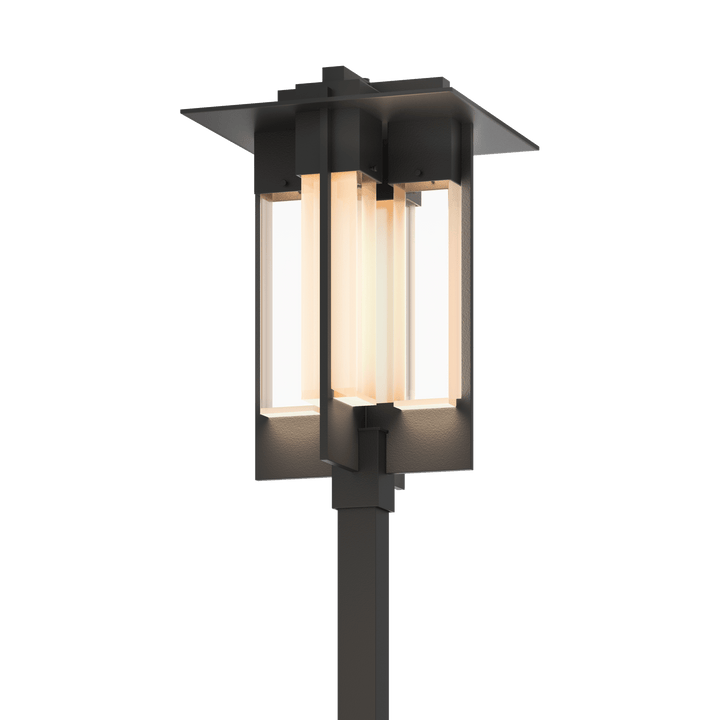 Hubbardton Forge Axis Large Outdoor Post Light Pier & Post Mount Lights Hubbardton Forge Coastal Black Clear Glass (ZM)