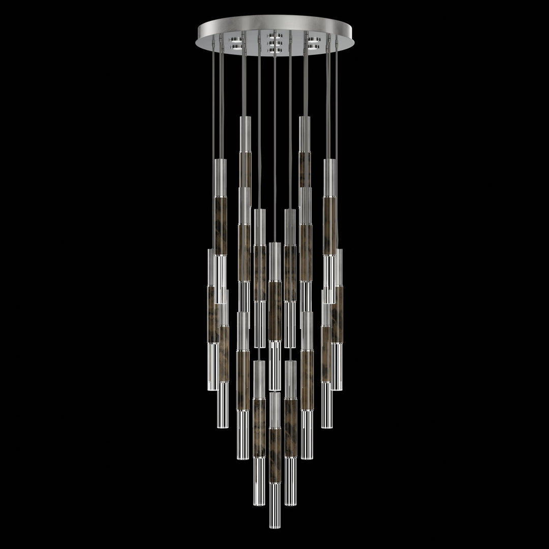 Fine Art Handcrafted Lighting Antonia 31"W Round Pendant in Standard Silver Leaf, Nickel, Charcoal (100018-421)