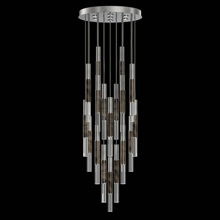 Fine Art Handcrafted Lighting Antonia 31"W Round Pendant in Standard Silver Leaf, Nickel, Charcoal (100018-421)