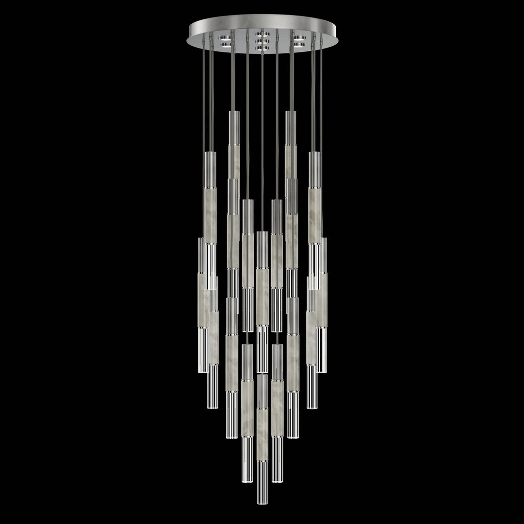 Fine Art Handcrafted Lighting Antonia 31"W Round Pendant in Standard Silver Leaf, Nickel, Smoke (100018-422)