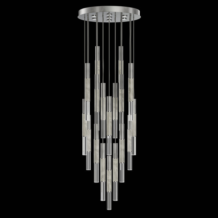 Fine Art Handcrafted Lighting Antonia 31"W Round Pendant in Standard Silver Leaf, Nickel, Smoke (100018-422)