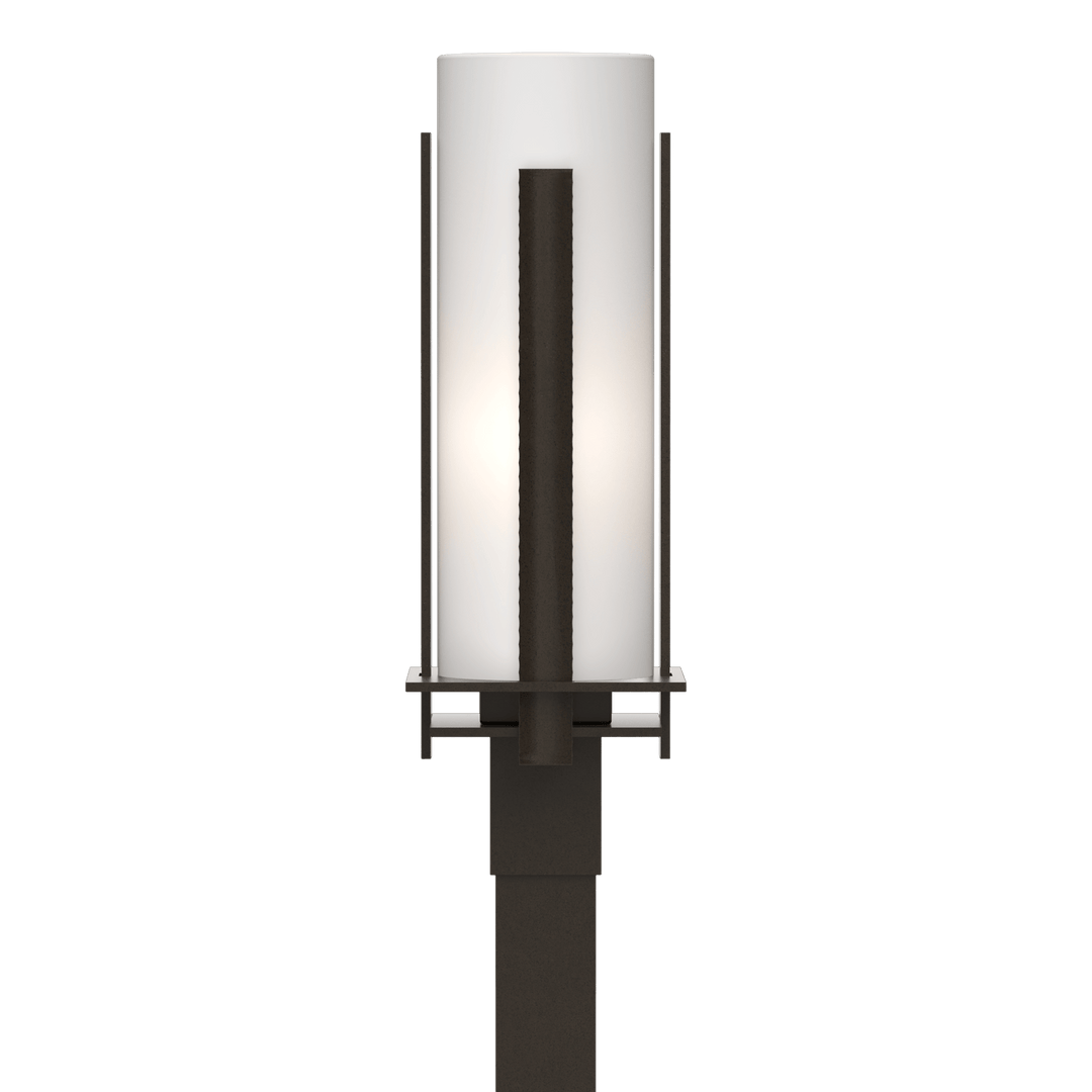 Hubbardton Forge Forged Vertical Bars Outdoor Post Light Pier & Post Mount Lights Hubbardton Forge Coastal Oil Rubbed Bronze Opal Glass (GG)