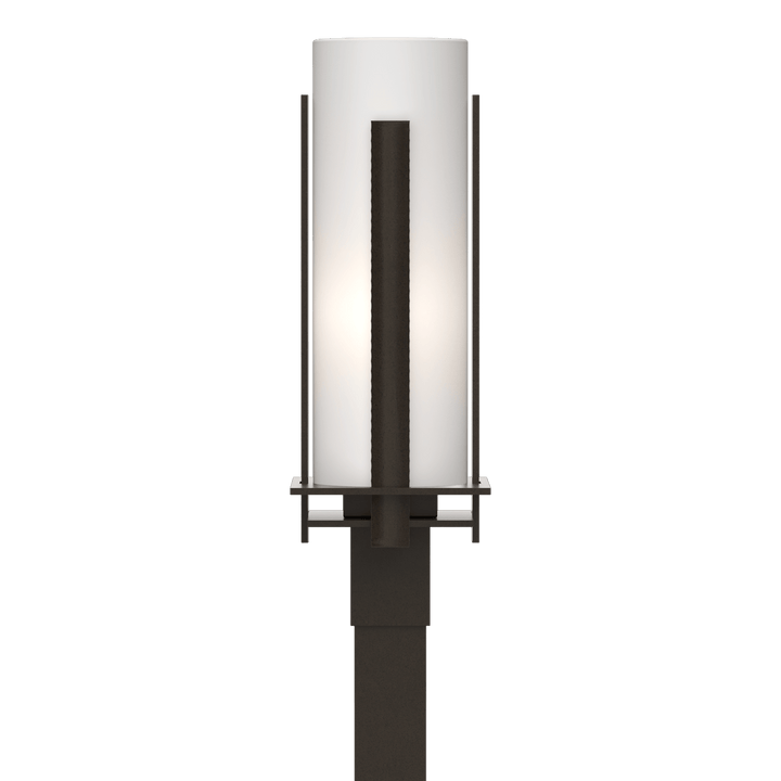 Hubbardton Forge Forged Vertical Bars Outdoor Post Light Pier & Post Mount Lights Hubbardton Forge Coastal Oil Rubbed Bronze Opal Glass (GG)