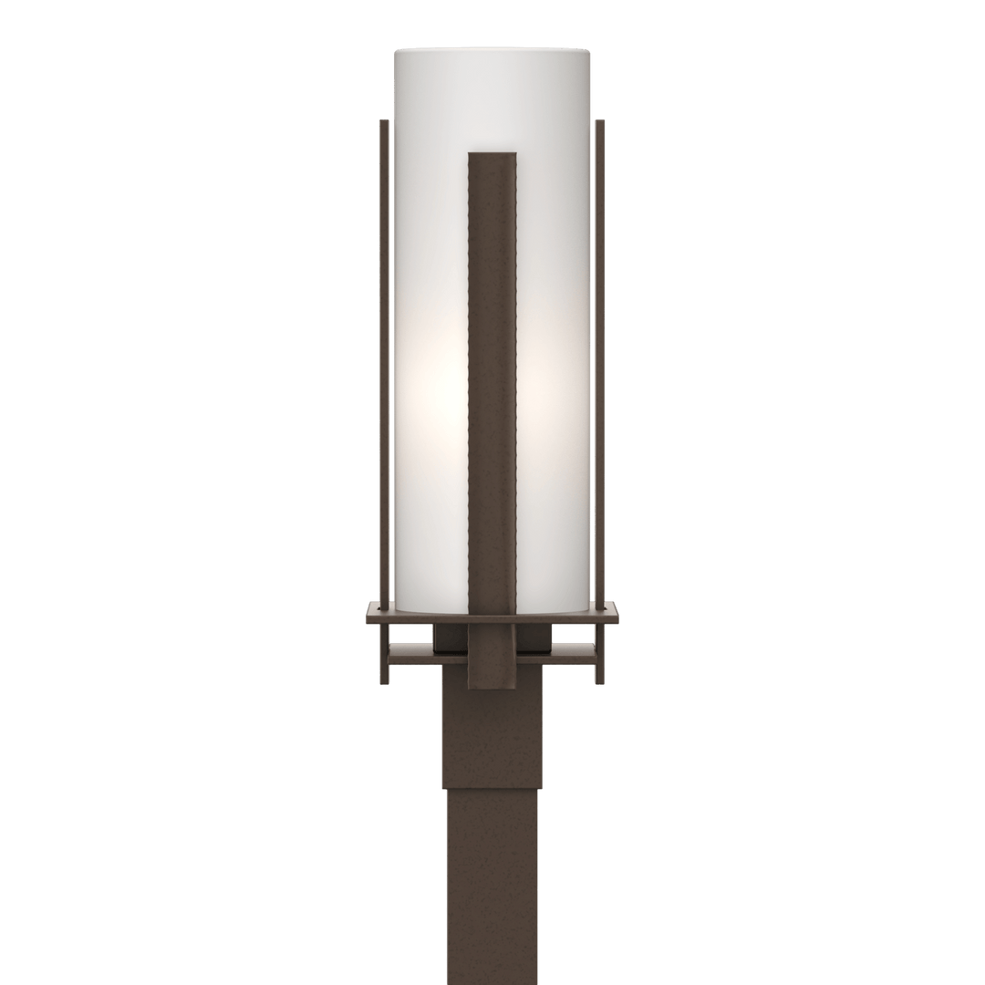 Hubbardton Forge Forged Vertical Bars Outdoor Post Light Pier & Post Mount Lights Hubbardton Forge Coastal Bronze Opal Glass (GG)