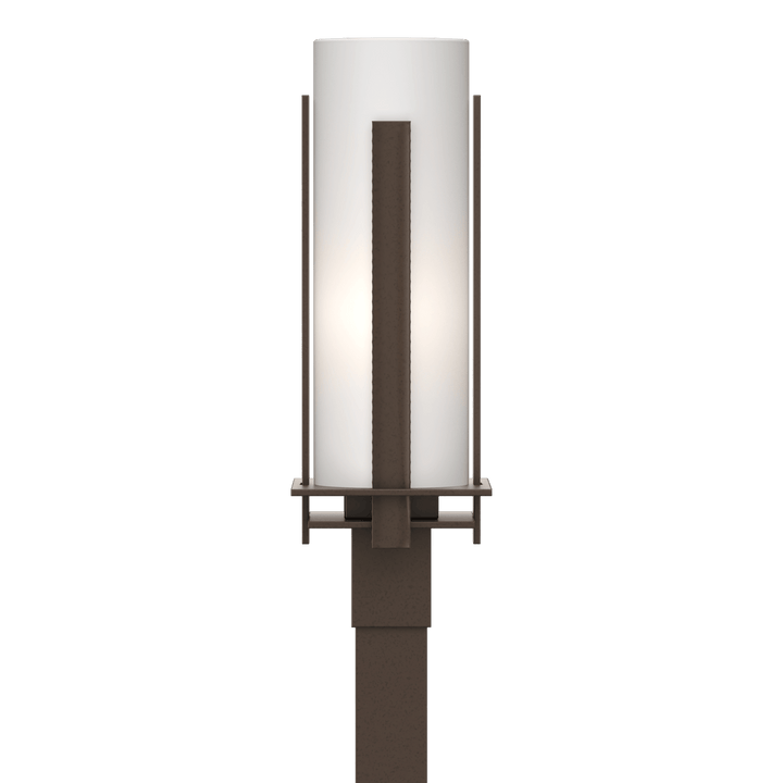 Hubbardton Forge Forged Vertical Bars Outdoor Post Light Pier & Post Mount Lights Hubbardton Forge Coastal Bronze Opal Glass (GG)