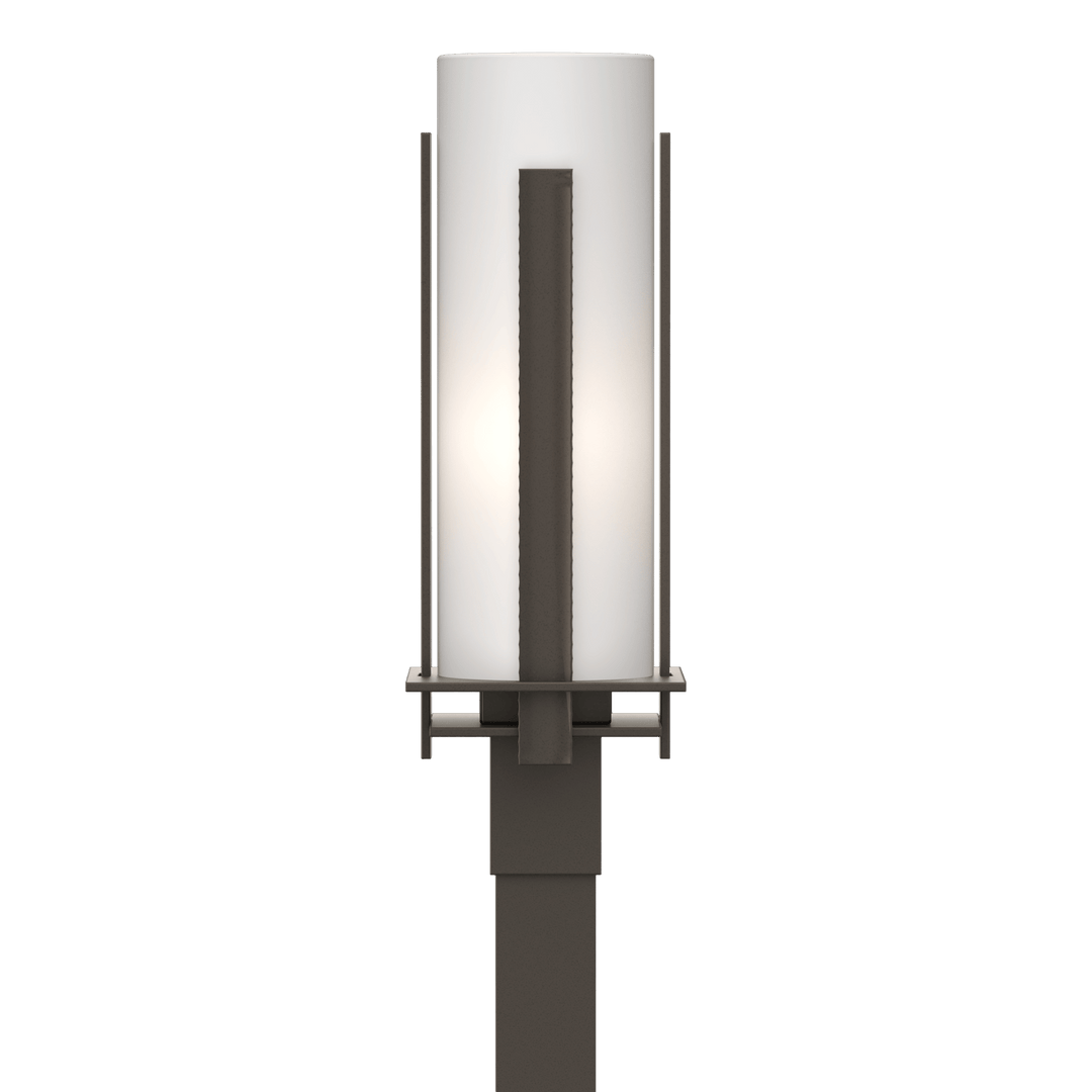 Hubbardton Forge Forged Vertical Bars Outdoor Post Light Pier & Post Mount Lights Hubbardton Forge Coastal Dark Smoke Opal Glass (GG)