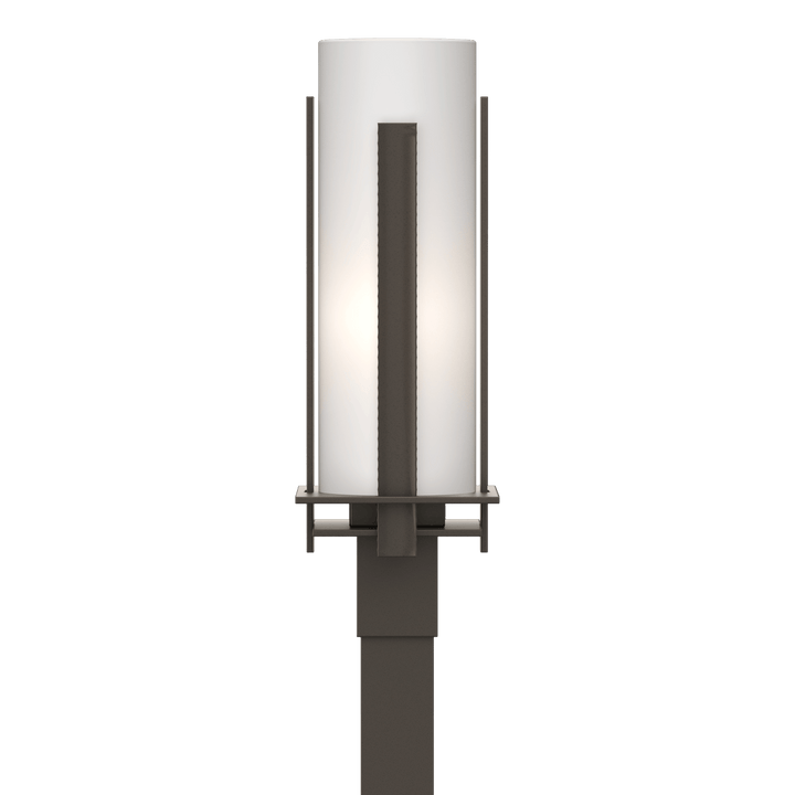 Hubbardton Forge Forged Vertical Bars Outdoor Post Light Pier & Post Mount Lights Hubbardton Forge Coastal Dark Smoke Opal Glass (GG)