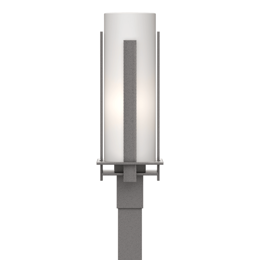 Hubbardton Forge Forged Vertical Bars Outdoor Post Light Pier & Post Mount Lights Hubbardton Forge Coastal Burnished Steel Opal Glass (GG)