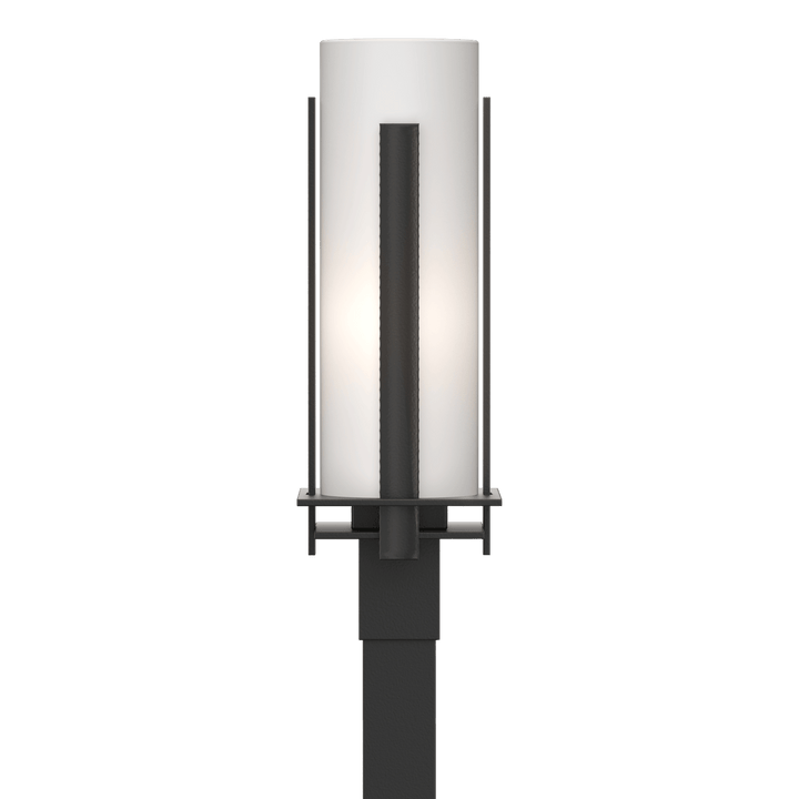 Hubbardton Forge Forged Vertical Bars Outdoor Post Light Pier & Post Mount Lights Hubbardton Forge Coastal Black Opal Glass (GG)