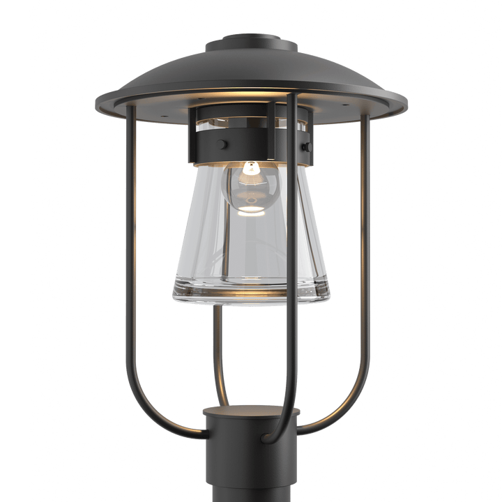 Hubbardton Forge Erlenmeyer Outdoor Post Light Pier & Post Mount Lights Hubbardton Forge Coastal Black Clear Glass (ZM)