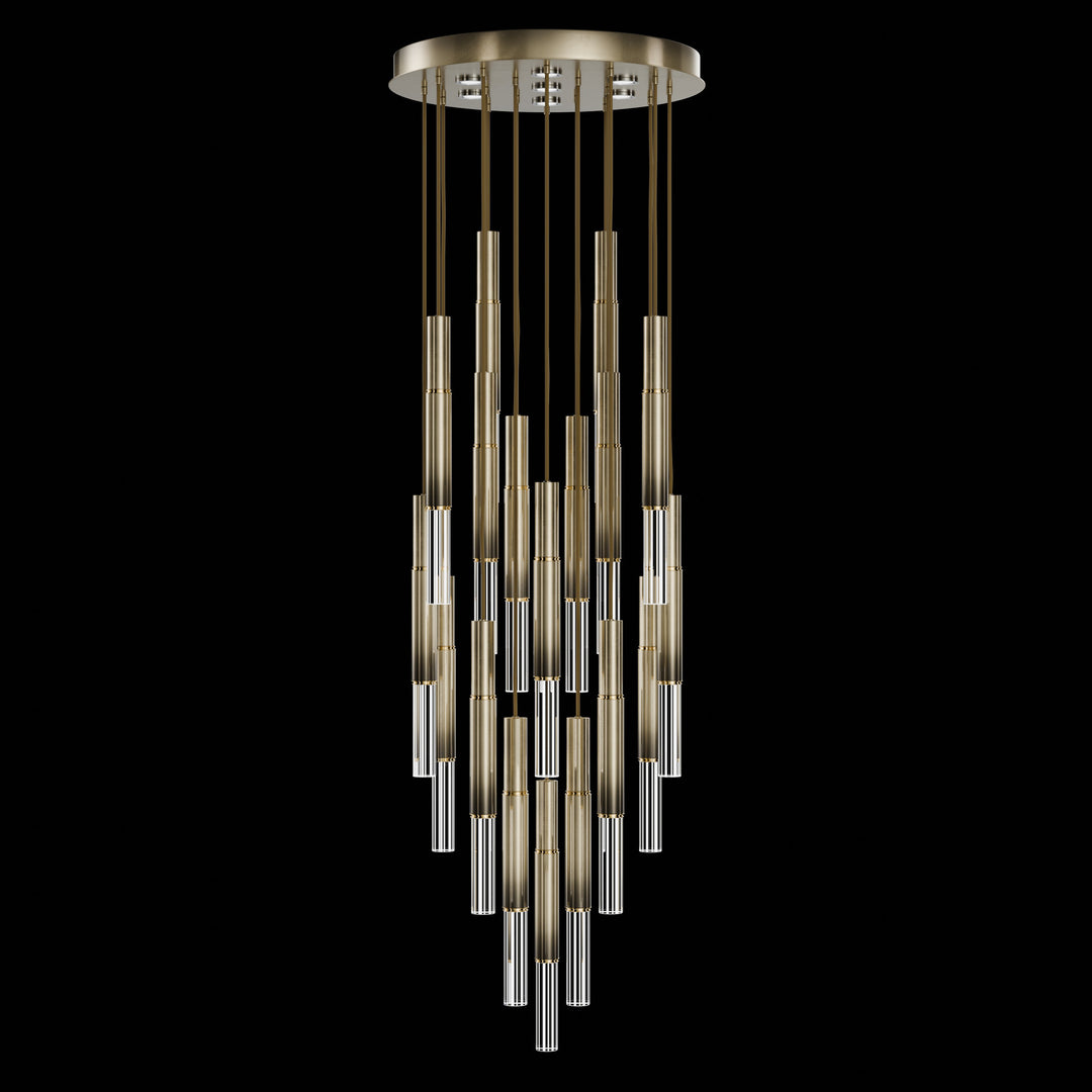Fine Art Handcrafted Lighting Antonia 31"W Round Pendant in Soft Ombre Bronze, Brass, No Parchment/Same as Finish (100018-610)