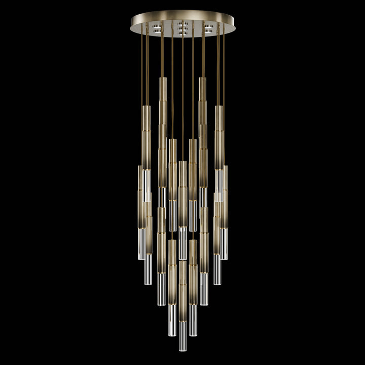 Fine Art Handcrafted Lighting Antonia 31"W Round Pendant in Soft Ombre Bronze, Brass, No Parchment/Same as Finish (100018-610)